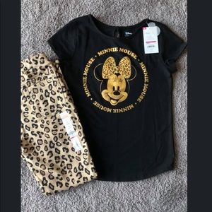 Disney Minnie Mouse top/ leopard jeggings set